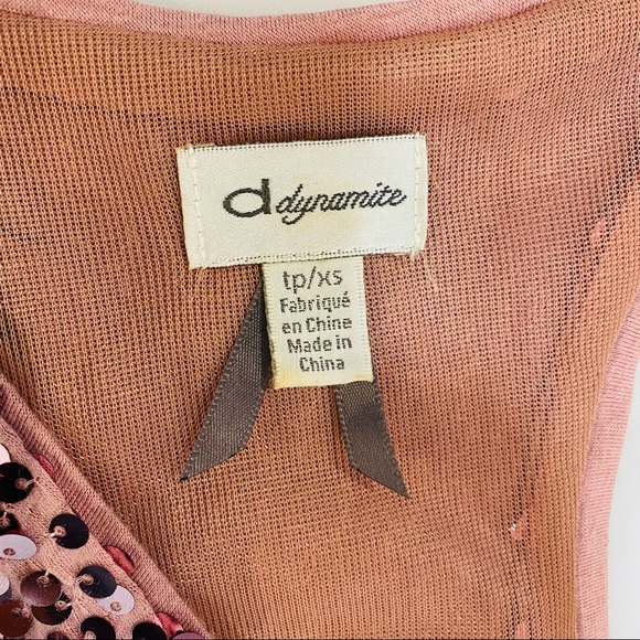 Women's Size XS Sleeveless Dusty Rose Sequined front and back / Tank Top - Picture 4 of 7